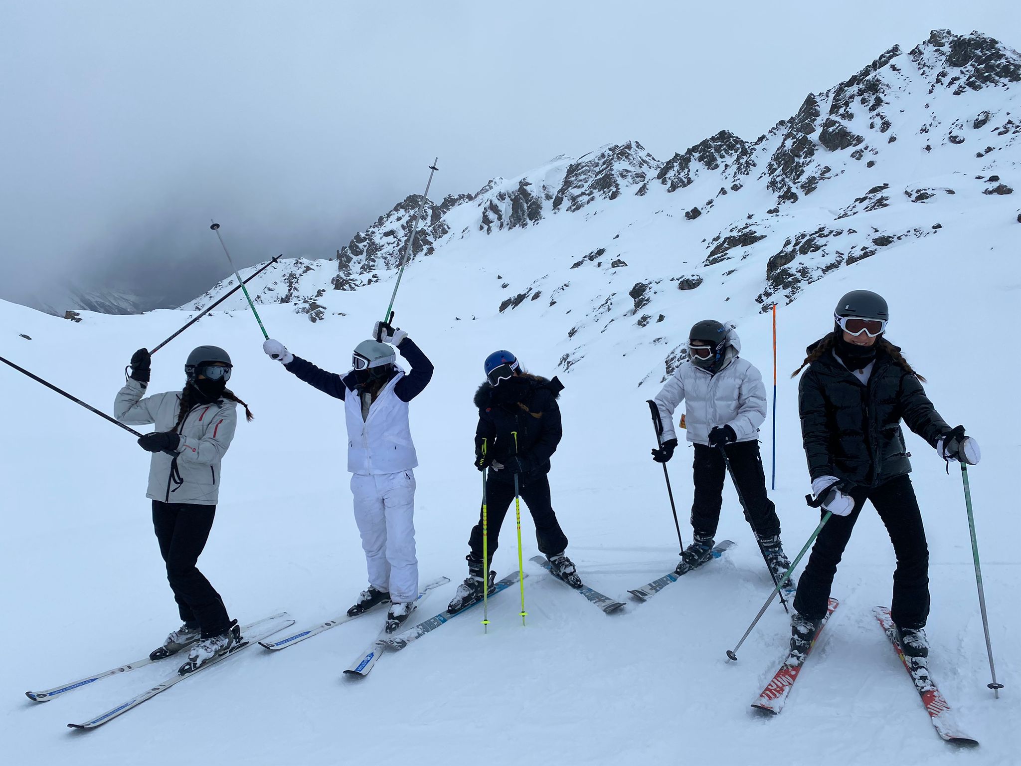 Group of Kid Skiing