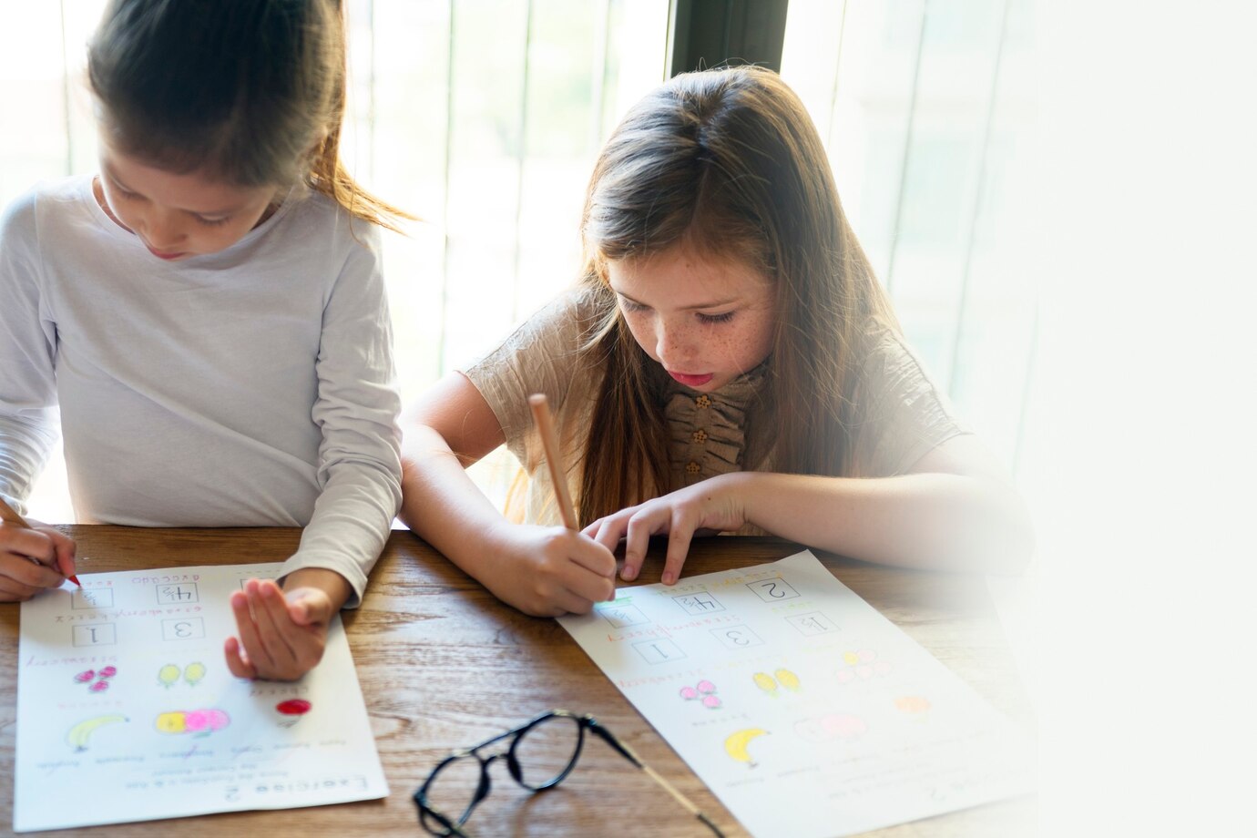 Little girls doing homework