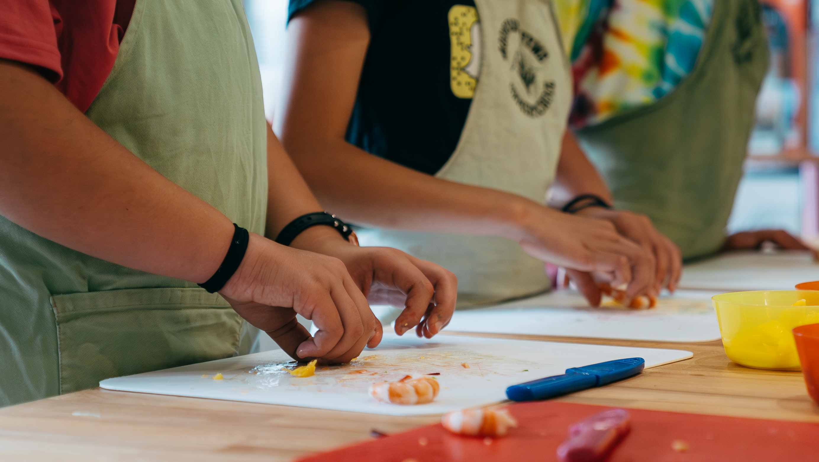 Knife cooking skills at summer camp