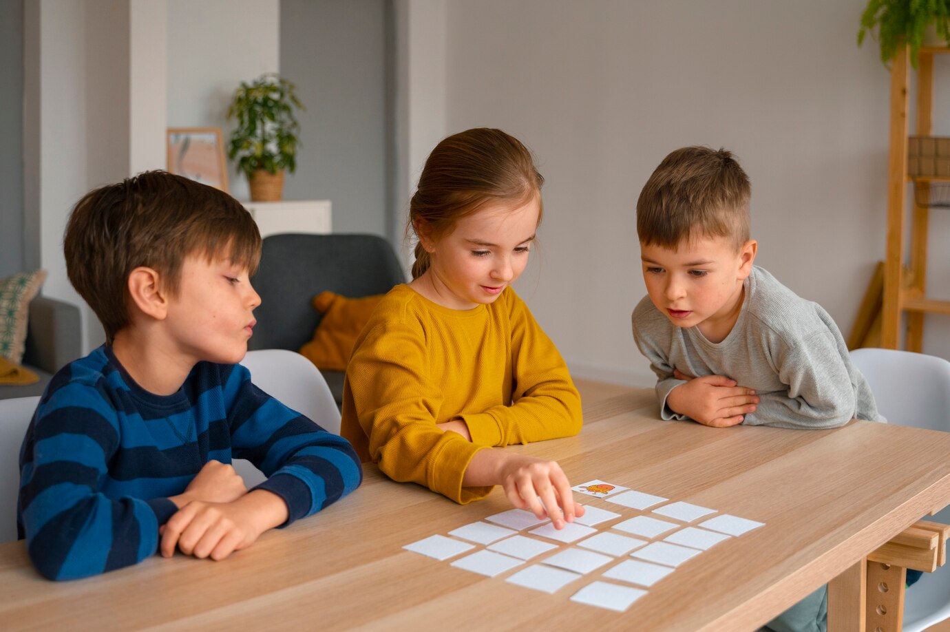 3 kids doing activities