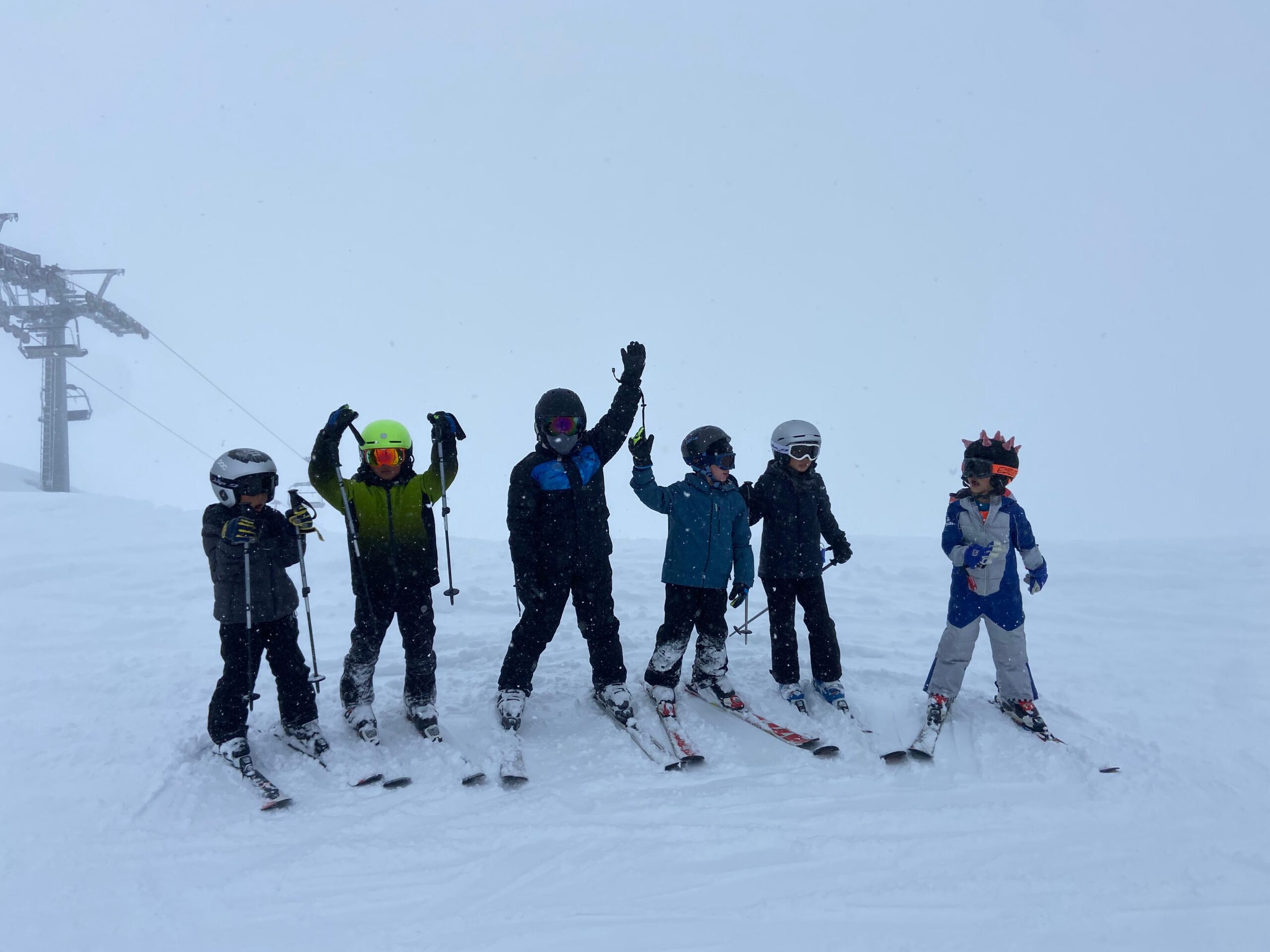 Kids having fun skiing