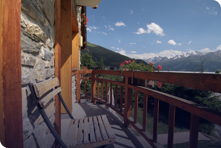View from the balcony of the Les Elfes International summer camp campus in Verbier, Switzerland